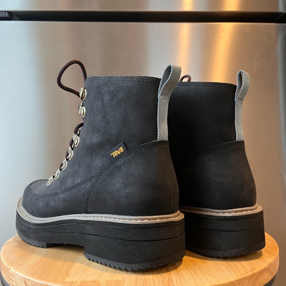 Teva Black Ankle Boots with Brown Accents - Picture 5 of 8